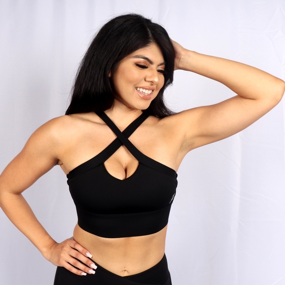 Black Cross Sports Bra - Picture 2 of 3